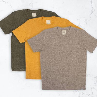 Trio of plain T-shirts in earthy tones